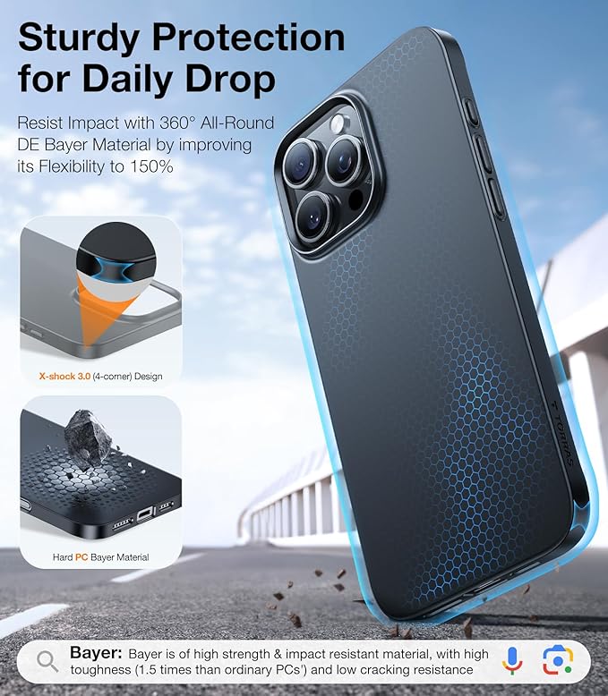 TORRAS Magnetic Slim-Fit for iPhone 16 Pro Max Case 6.9 inch, Ultra-Thin 16 ProMax Phone Case Compatible with MagSafe, Light Anti-Scratch Matte Hard PC Bayer OriginFit, Black