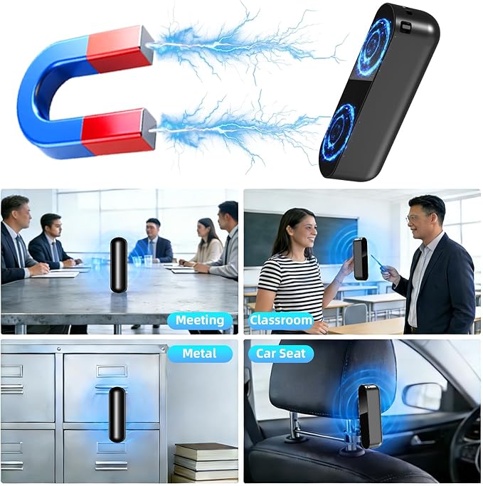 Voice Recorder 5000mAh 128GB AI Intelligent Triple Noise Reduction, Long Battery Life 40 Days, Voice Activated, Magnetic Digital Audio Recorder for Meetings, Interviews, Lectures, Classroom