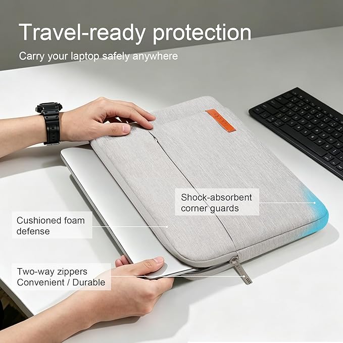 Lacdo Laptop Sleeve Case for 13 inch Microsoft New Surface Pro 11th Copilot+PC, Surface Pro 10/9/8/X/7/6/5, 12.4 inch Microsoft Surface Laptop Go 3/2/1 Shockproof Water-Resistant Computer Bag, Gray