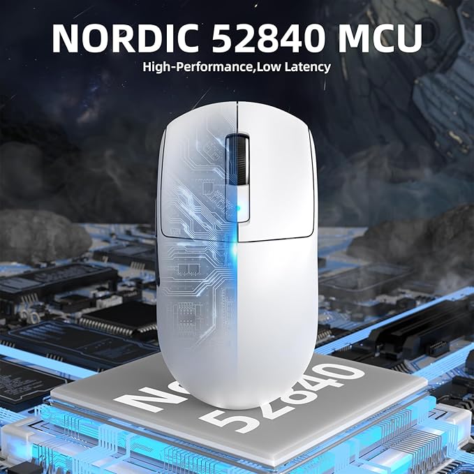 ATTACK SHARK R6 39g Superlight Wireless Gaming Mouse,PixArt PAW3950MAX 42000 DPI,MCU Nodic 52840 Computer Mouse,8K Polling Rate Web Driver,BT/2.4Ghz/Wired Tri-Mode Mice with Coiled Cable-White