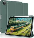 for iPad Pro 12.9 Case (6th/5th/4th/3rd Generation 2022/2021/2020) & ipad Air 13 inch case (M3 2025/M2 2024) with Pencil Holder, Smart Slim Trifold Stand Case with Soft TPU Back (Dark Green)