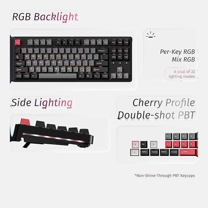 Keychron C3 HE TKL Wired Mechanical Keyboard (80% Layout), Magnetic Switches with Adjustable Actuation, Rapid Trigger, RGB Backlight & Side Lighting, Double-Shot PBT Keycaps – Mac/Windows/Linux
