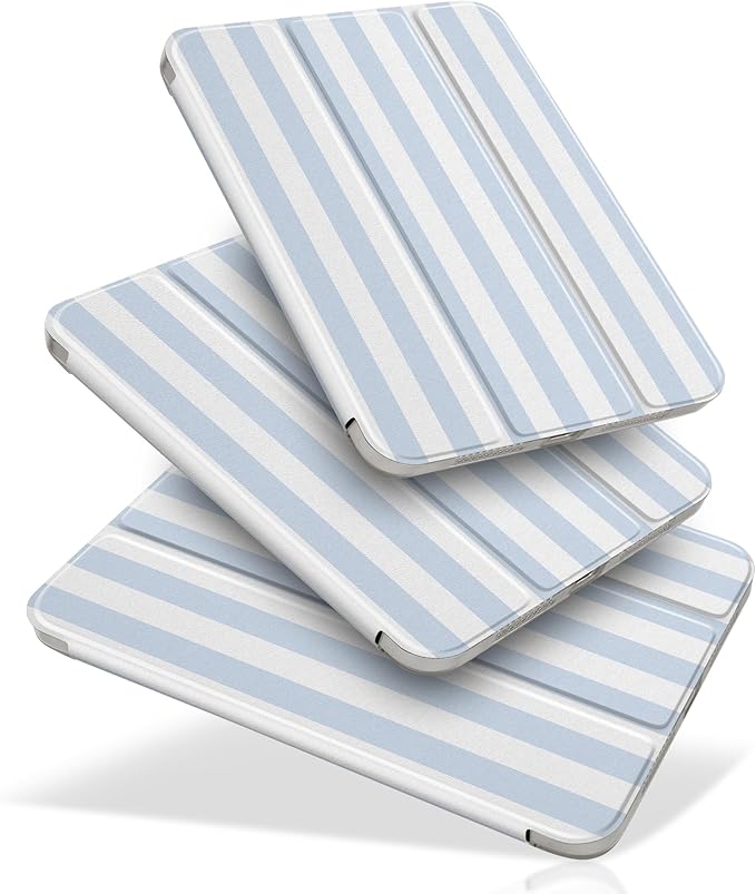 DONGKE for iPad mini 7 (A17 Pro) 2024 & iPad mini 6 2021 8.3 Inch, Slim Foldable Stand Hard PC Translucent Back Shell Smart Cover for iPad mini 7th/6th Generation [Auto Wake/Sleep] - Stripes