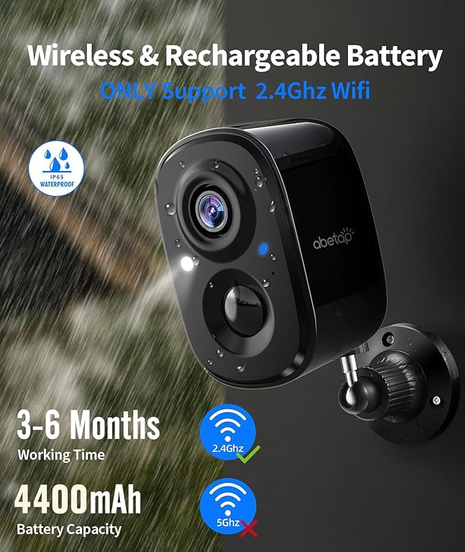 2K Wireless Security Cameras - Outdoor WiFi Security Cameras Color Night Vision, AI/PIR Detection, 2-Way Talk, Cloud/SD, Weatherproof, Battery Powered Outdoor Cameras (Black2)