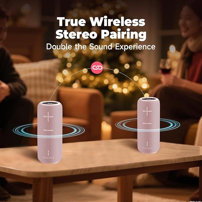 TAZATA Bluetooth Speaker,30W Portable Wireless Speaker with TWS,IPX7 Waterproof, 8H Playtime, LED Lights,for Pool/Beach/Shower, Birthday Gift, Valentines Day Gifts