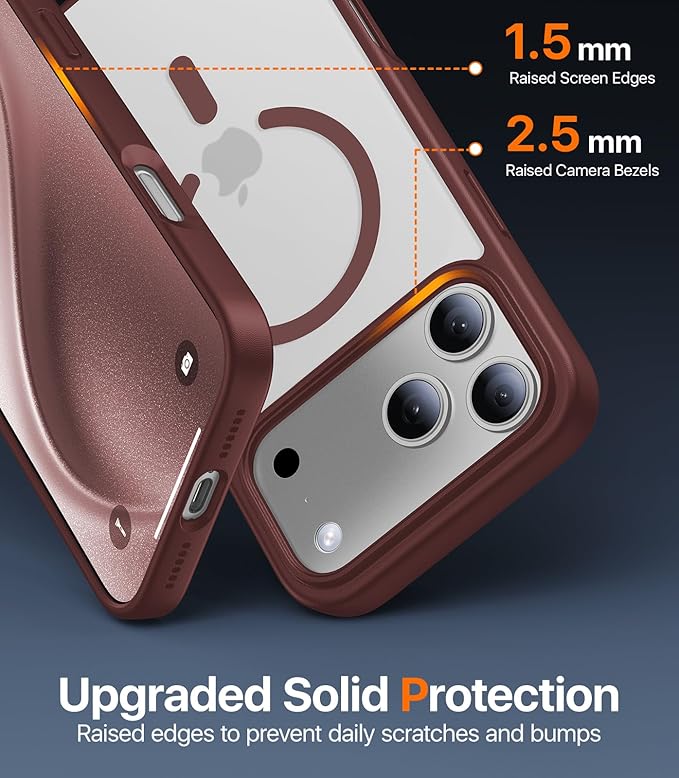 Magnetic for iPhone 17 Pro Case,[Anti-Slip][Compatible with MagSafe][Military Grade Drop Protection] Shockproof Protective Translucent Matte Phone Case for iPhone 17 Pro Case,Wine Red