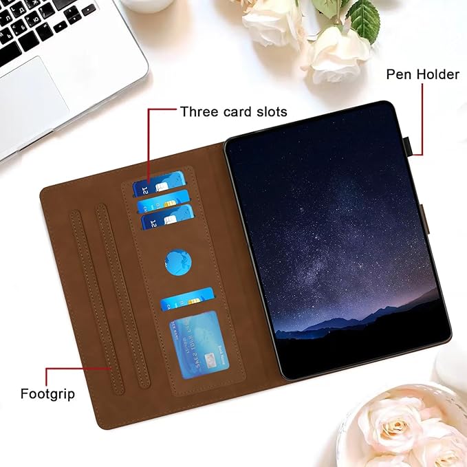 DTangLsm for iPad A16 Case Leather iPad 11th Generation Case 11-inch 2025, iPad 10th Generation Case 10.9-inch 2022, Smart Folio Stand Cover 10th Gen iPad Case with Pencil Holder, Honeycomb Brown