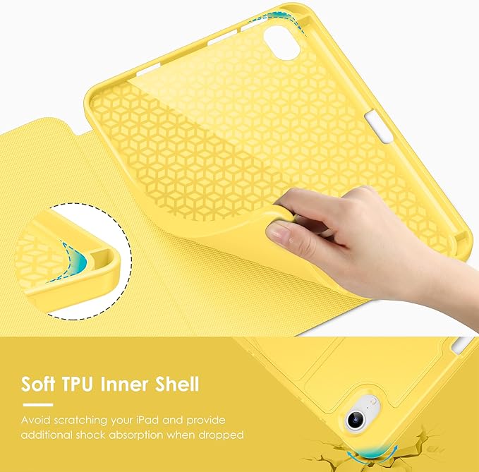 VIKESI Case for iPad mini 7 (A17 Pro) and iPad mini 6,Multiple Angles Magnetic Stand Cover,Shockproof Soft Back,Pencil Holder,and Auto Sleep/Wake,Yellow