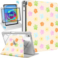 Uppuppy for iPad A16 Case for iPad 10th Generation Case 10.9 inch - 360 Degree Rotating Stand Folio Smart Cover with Pencil Holder for Women Girls, Colorful Flowers for Apple 10th 2022/11th 2025