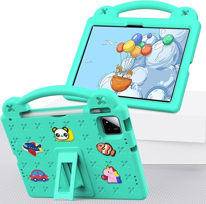 AKABEILA Compatible with Xiaomi Pad 7/Xiaomi Pad 7 Pro 11.2 inch 2024/Xiaomi Pad 8 2025 11.2 inch Tablet Case, Kids Friendly Universal Protective Case with Shoulder Strap & Stand Handle Mint Green