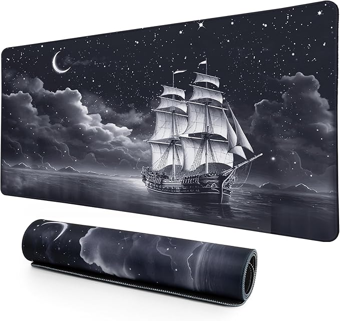Lokigo Desk Pad, Office Desk Mat, Extended Large Gaming Mouse Pad, Desk Decor Mousepad Keyboard Writing Mat with Non-Slip Rubber Base for Office Laptop Gaming Home, 31.5"x15.7", Nautical Sailboat
