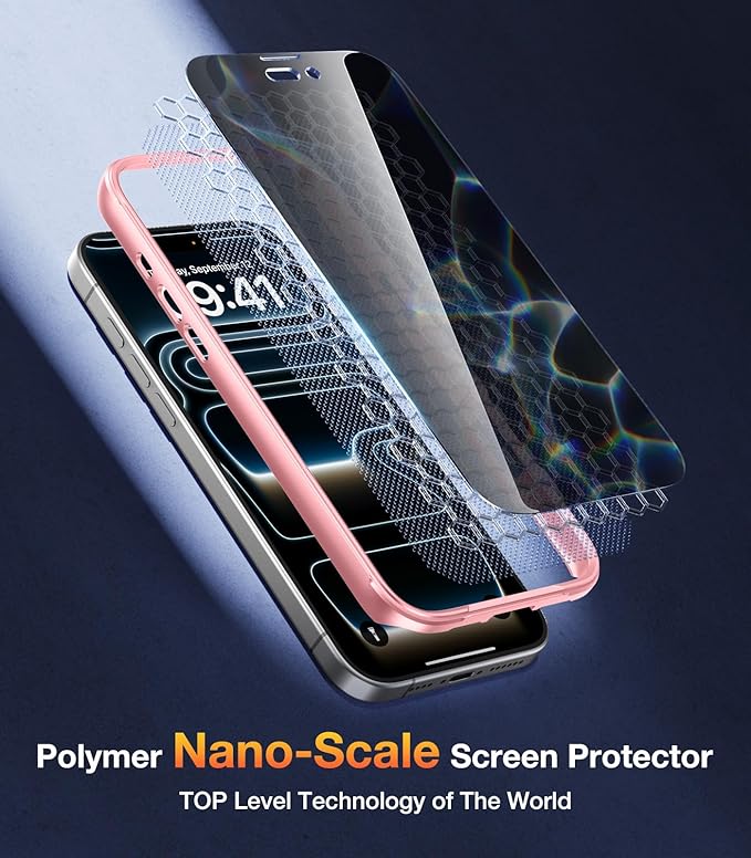 Diaclara Magnetic Designed for iPhone 17 Pro Max Case Full Body Bumper,[Compatible with MagSafe] Military Drop Proof Cover with Built-in Privacy Screen Protector,Pink