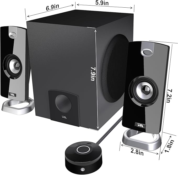 Cyber Acoustics CA-3090 2.1 Speaker System with Subwoofer with 18W of Power – Easy Setup and Convenient Controls, Great for Music, Movies, and Gaming