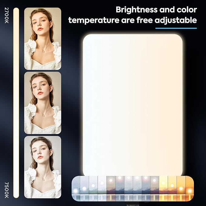 2-Pack 24'' LED Video Light Kit, Heorryn 2800-7500K Dimmable Photography Lighting with Remote and 75inches Stand, CRI 96+ Studio Lights for TikTok, YouTube, Game Streaming, Video Photography