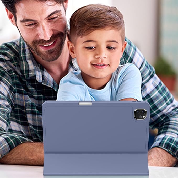 ZryXal New iPad Pro 13 Inch Case (M5) 2025 / (M4) 2024 with Pencil Holder, Smart iPad Case [Support Pencil Pro and Pencil (USB-C)], Support Touch ID and Auto Wake/Sleep (New Lavender)