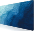 L-SPOUTTO Blue Desk Mat Gaming Mouse Pad XXL Large Mouse Pad Non-Slip Rubber Base Keyboard Pad Waterproof Desktop Mat for Laptop Computer Work Game Home Office-Blue Wave