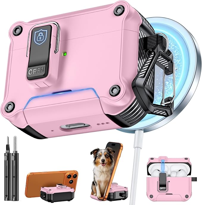 Inesore Compatible with AirPods Pro 3 Generation Case,Secure Lock & Phone Stand Design,Compatible with MagSafe,Automatic Snap Switch Secure Cover for New AirPods Pro 3rd (2025)-Pink
