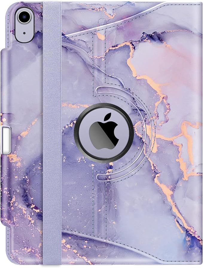 Fintie Rotating Case for iPad Air 11-inch M4/M3/M2 (2026/2025/2024), iPad Air 5th (2022) / 4th Generation 10.9 Inch - 360 Degree Rotating Protective Stand Cover with Pencil Holder, Lilac Marble
