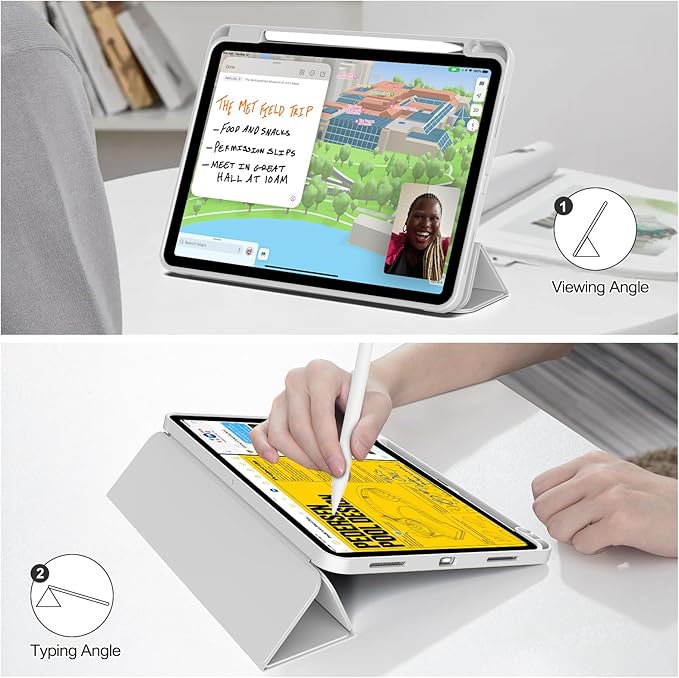 Case for iPad Pro 12.9 Inch Case 6th/5th/4th/3rd Generation with Pencil Holder, Smart Stand Cover with Soft TPU Back for iPad 12.9 Pro Case (2022/2021/2020), Auto Sleep/Wake, Gray