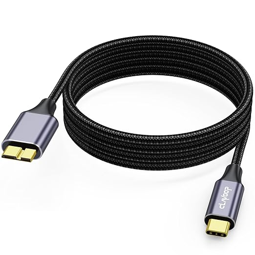 USB C to Micro B 3.0 Cable 6ft, 10Gbps External Hard Drive Micro-B to Type C Cord Data Transfer Replacement for Seagate Toshiba WD My Passport LaCie, Brother Scanner, Laptop, MacBook Pro/Air, Tablet