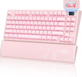 Womier 75% Pink Keyboard Wireless with Color Multimedia Screen, Creamy Mechanical Gaming Keyboard, 3-Modes Hot Swappable Cute Key Board w/Wrist Rest, Gasket RGB Custom for Mac/Win (SK80 PRO)