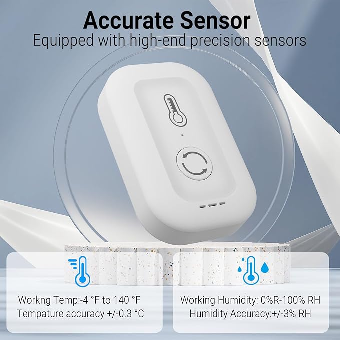 DAYBETTER Smart WiFi Thermometer Hygrometer, 2.4G Indoor Temperature Humidity Sensor with Real-Time App Alerts,Temperature Humidity Monitor for Home Nursery Greenhouse Pet 1pack