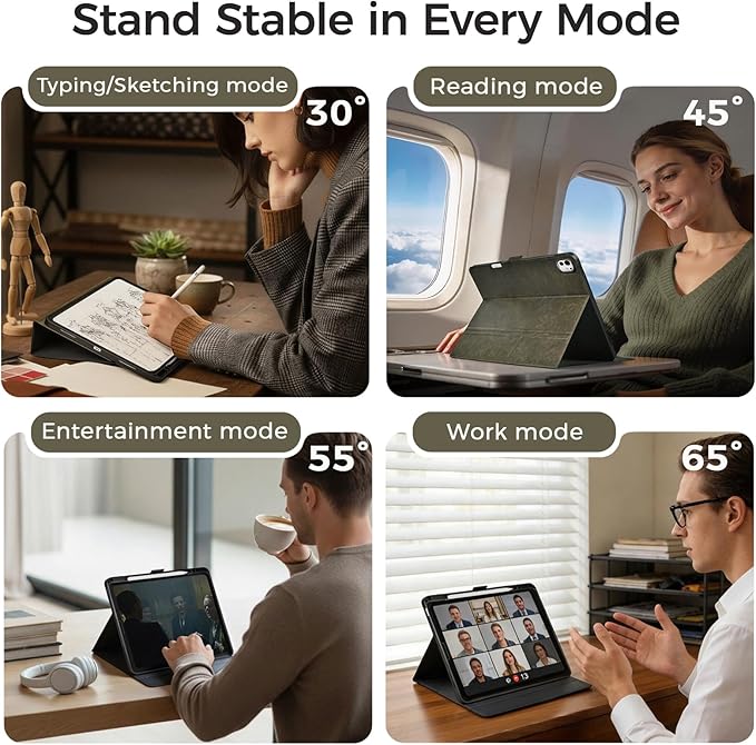 Slim Case for iPad Pro 11 Inch M5/M4 (2025/2024) A3357/A3358/A2836/A2837 with Pencil Holder,Lightweight Cover,Magnetic Closure,Multi Angle Stand,Typing Angle,Auto Sleep/Wake,Green