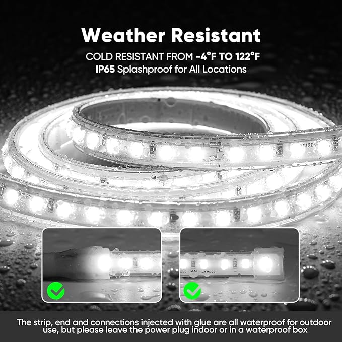 Shine Decor LED Strip Light Super Bright 24000LM, Plug&Play 120V Driverless Easy Wiring, Flicker Free Weatherproof for Outdoor Indoor, Min. 3.9” Cuttable Stickable, 6000K Cool White 98FT ETL Listed
