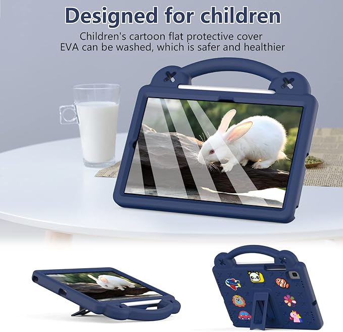 AKABEILA Compatible with Samsung Galaxy Tab A7 10.4 (2020/2022)/Tab S6 10.5(2019)/Tab S5e 10.5 inch(2019)/Tab S6 Lite 2020/2022 10.4 Tablet Case, Shoulder Strap & Pen Tray for Girl Kid Gift Navy Blue