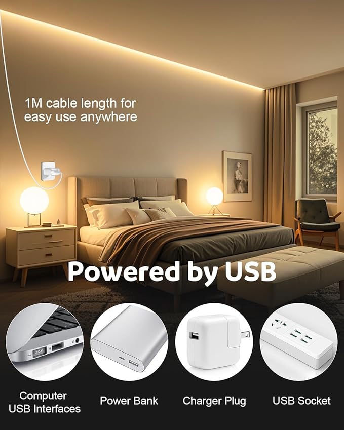 Aclorol 13.12FT/4M USB COB LED Strip Lights Warm White LED TV Backlight with Strong Self-Adhesive Flexible for Bedroom Shelves Bedframe Headboard Closet Wardrobe Display Case 320LEDs/M 3000K 8MM Width