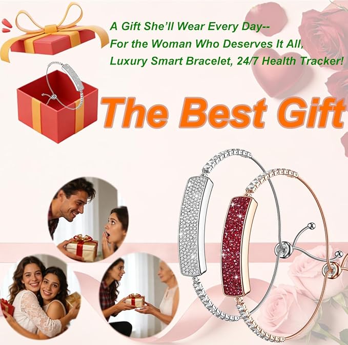 Smart Bracelet Fitness Tracker with 24/7 Health Monitoring 5ATM Waterproof,Blood Oxygen, Heart Rate, HRV,Sleep Monitor – Slim Design Long Battery Life for Women Free App Android & iOS Silver