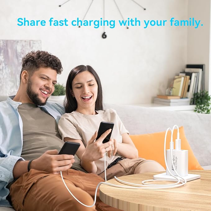 USB C Charger Block, 2-Pack 40W 4-Port Multiple Type C Fast Charging Phone Charger Brick +QC 3.0 USB A Wall Plug Out let Multiport Box Cube for Phone 15/14/13/12/11 Pro Max, Galaxy, Pixel, Black+White