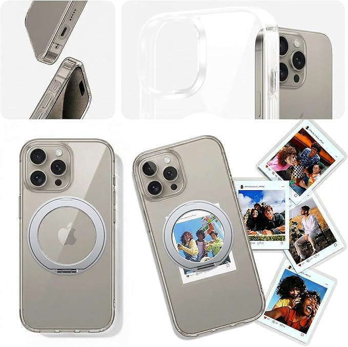 toushion 3 in 1 for iPhone 15 Pro Max Case Stand |Build in Kickstand,Screen Protector *1 & Camera Lens Protector*1, Not Yellowing, Fits MagSafe, Military-Grade Protection