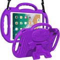 LTROP Kids Case for iPad 5th/6th Generation (2017/2018) & Air 2, Shoulder Strap Handle Stand Shockproof Bumper Cute Kid Case for iPad 9.7 Inch, Purple