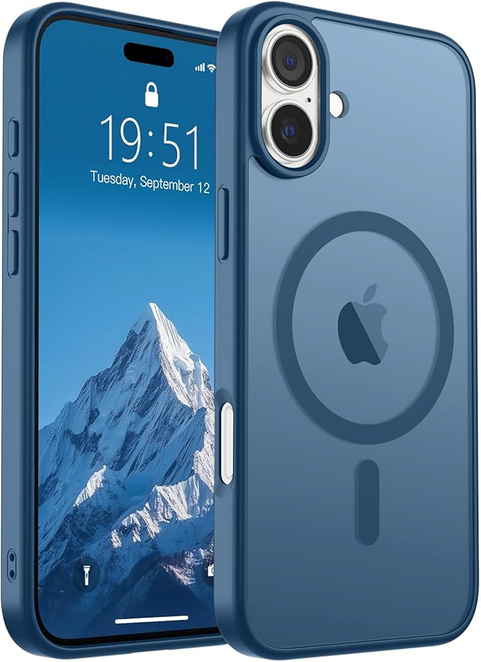 SUPFINE Magnetic for iPhone 16 Plus Case(Compatible with MagSafe) (Military Grade Drop Protection) Slim Translucent Matte Shockproof with Anti-Fingerprint Phone Case,Deep Blue
