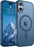 SUPFINE Magnetic for iPhone 16 Plus Case(Compatible with MagSafe) (Military Grade Drop Protection) Slim Translucent Matte Shockproof with Anti-Fingerprint Phone Case,Deep Blue