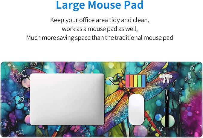 Dragonfly Mouse Pad Extended Large Gaming Mouse Pad XL Stitched Edges for Gamer Home Office 31.5 X 11.8 Inch