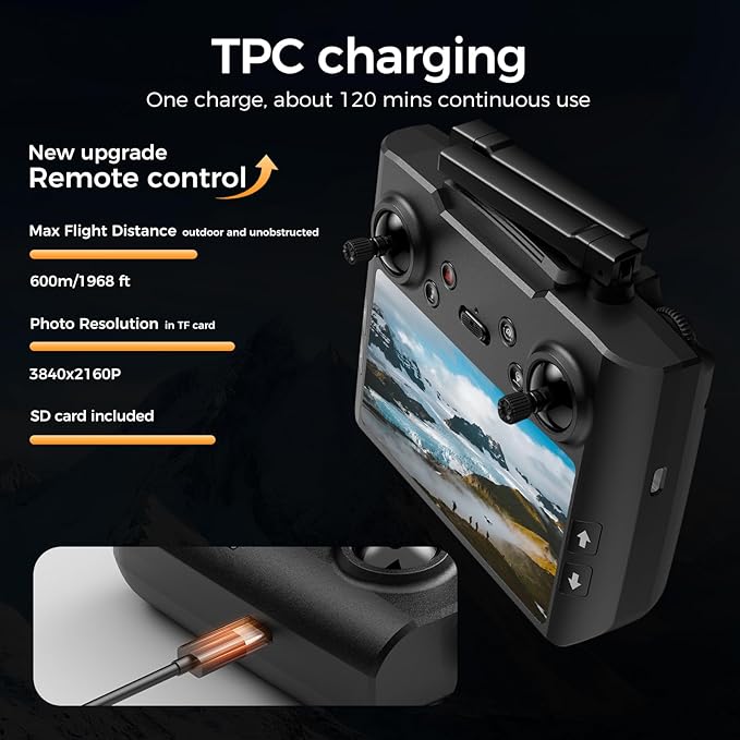 GPS Drone with EIS 4K Camera for Adults Kids, RC Drones with 4.5 inch HD Screen on Controller,Auto Return,2 Batteries for 45 min Flight Time,Long Range Transmission,Circle Fly and Follow Me Mode,Foldable Quadcopter for Beginner Kids Gifts Toy,Under 249g