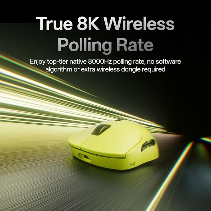 Rapoo VT2 MAX Wireless Gaming Mouse, True 8K Wireless Polling Rate, 53g Lightweight, Up to 750 Hr Battery, Nordic nRF54L15 MCU, 120-Million Optical Switch, 10 Programmable Buttons, Macro Enabled