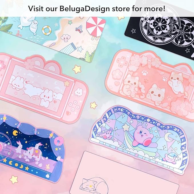 BelugaDesign Space Desk Pad | Voyager Spaceship Moon Galaxy Science SciFi Nerdy Mouse Pad | Large Gray Gold Keyboard Laptop Gaming Mousepad | Machine Washable Non-Slip Desk Blotter Protector Mat