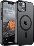 SUPFINE Magnetic for iPhone 15 Plus Case & iPhone 14 Plus Case(Compatible with MagSafe)(Military Grade Drop Protection) Translucent Shockproof Phone Cover,Black