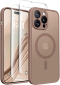 CAPRARO Magnetic for iPhone 14 Pro Max Case, [Compatible with MagSafe] [Full Camera Protection] Shockproof Protective Slim Translucent Matte Phone Case for iPhone 14 Pro Max 6.7'', Brown