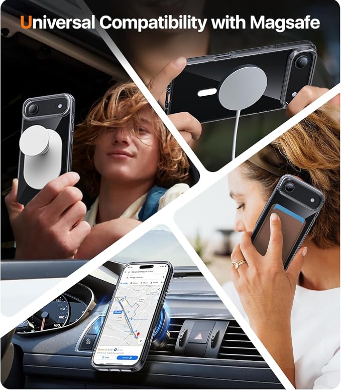 Magnetic for iPhone Air Case 2025,[Anti-Slip][Compatible with MagSafe][Military Grade Drop Protection] Shockproof Protective Translucent Matte Phone Case for iPhone 17 Air Case,Clear