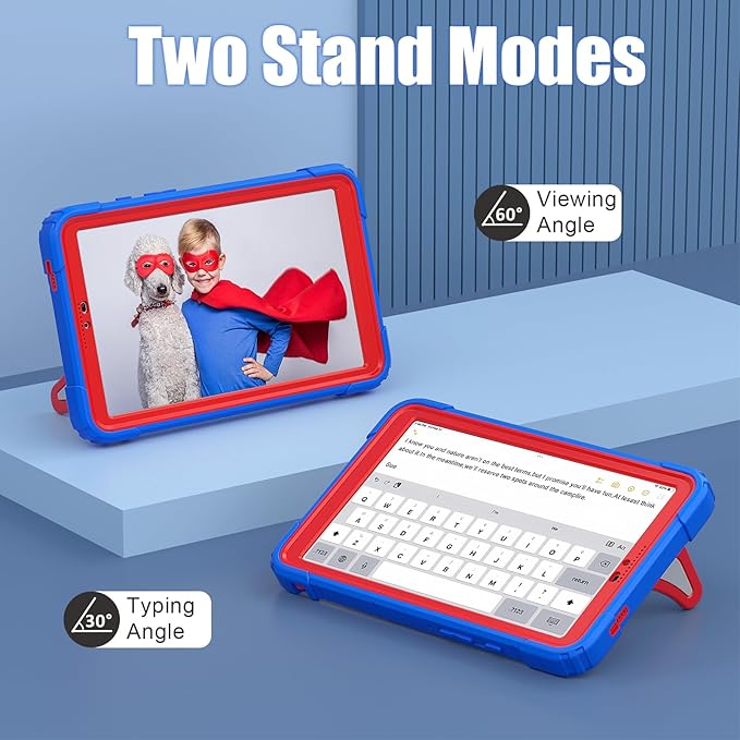 AKABEILA Compatible with Samsung Galaxy Tab A11 2025 8.7 inch Tablet Case，Lightweight Shockproof Rugged Protective Cover with Kickstand for Kids Children Boys Babies Blue Red