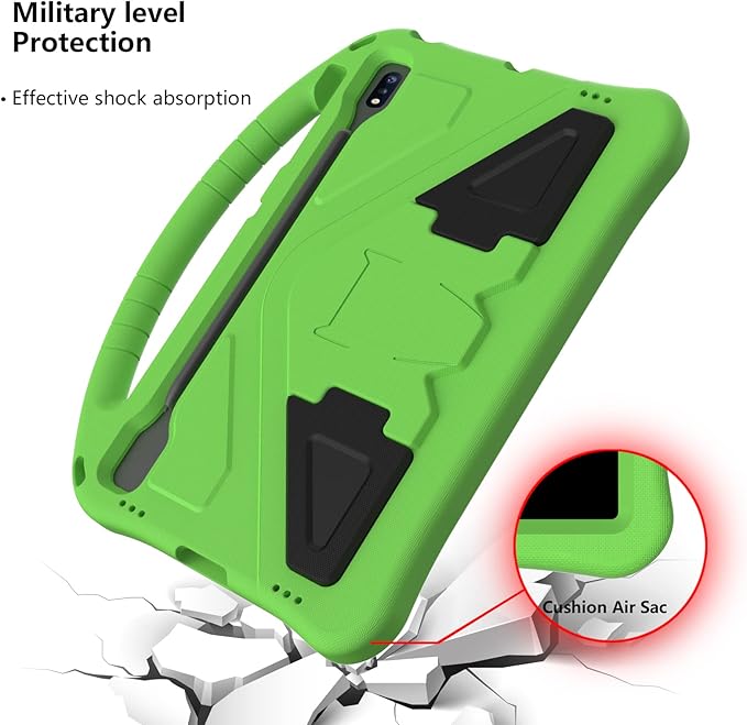 Kids Case for Samsung Galaxy Tab S10+/S9+/S8+/S7 FE/S7+/S9 FE+ 12.4", Techcircle Light Weight Shock Proof EVA Foam Handle Rugged Stand Protective Case for Galaxy Tab S9 FE Plus/S10 Plus 2024, Green