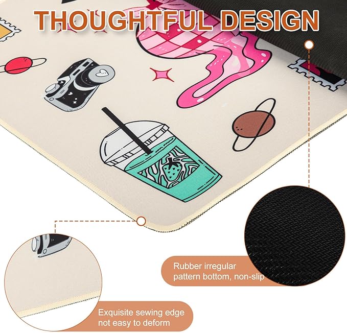 L-SPOUTTO Cute Desk Mat for Keyboard and Mouse,XXL Large Mouse Pad Non-Slip Keyboard Pad Waterproof Desktop Mat for Laptop Computer Work Game Home Office-Cartoon