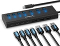 SABRENT 7-Port USB-C Hub with Power Switches, 5Gbps USB 3.2, 48W Powered Hub with 3 USB-A + 4 USB-C Ports, 20W PD, LED Status, Aluminum Body – for Mac, PC, Steam Deck, ROG Ally (HB-3A4C)