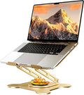 JCZT Adjustable Laptop Stand, 360° Rotating Base Ergonomic Computer Stand, Foldable Laptop Stand for Desk for Office Home Fits Compatible with MacBook Pro Air (10-16") - Gold
