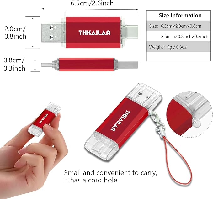 Thkailar 32GB 3 Pack USB C Flash Drive OTG USB 3.1 Thumb Drive Compatible with Android Phone,MacBook Pro,Laptops,Tablets,PC