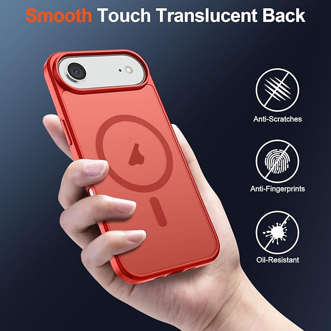 SUPFINE Magnetic for iPhone Air Case (Compatible with MagSafe)(Military Grade Drop Protection) Slim Translucent Matte Shockproof with Anti-Fingerprint Phone Cover for 17 Air,Red